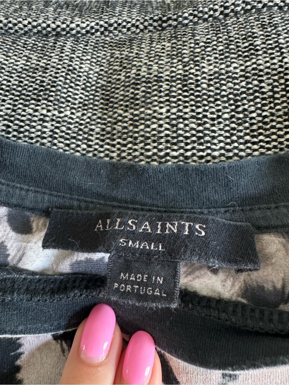 All Saints Black Tiger Print Muscle Tee - Picture 3 of 4